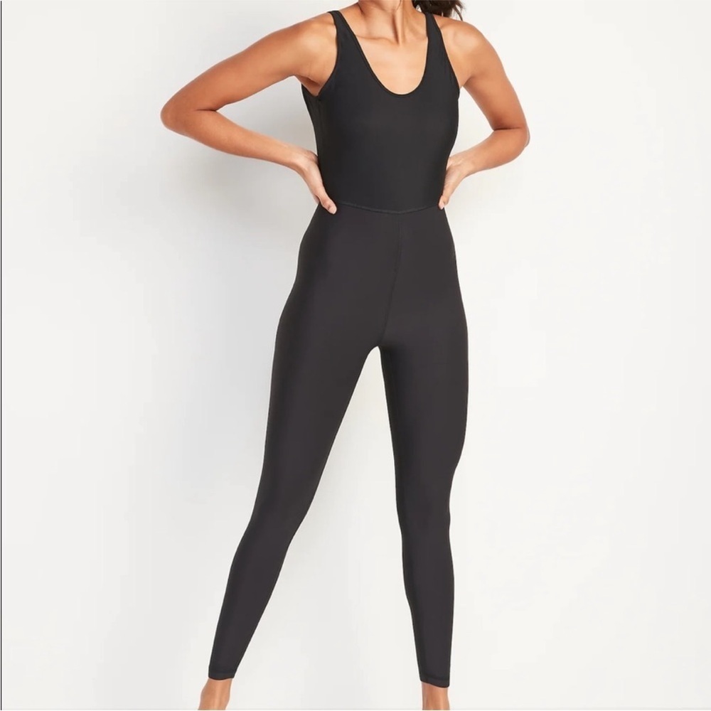 Old Navy Women’s PowerSoft Performance Scoop Back Bodysuit M Petite Black NEW